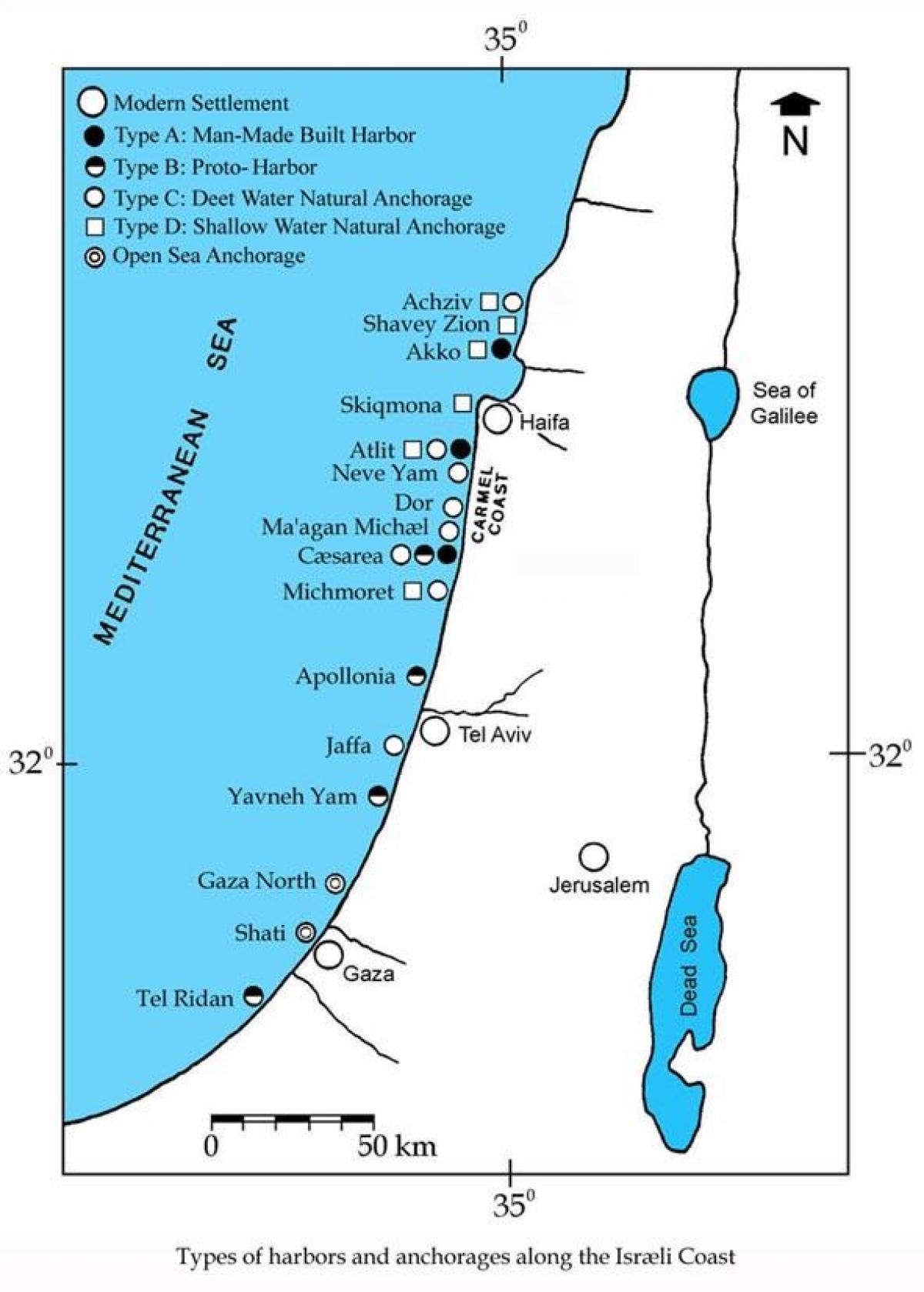 اسرائیل کا نقشہ بندرگاہوں