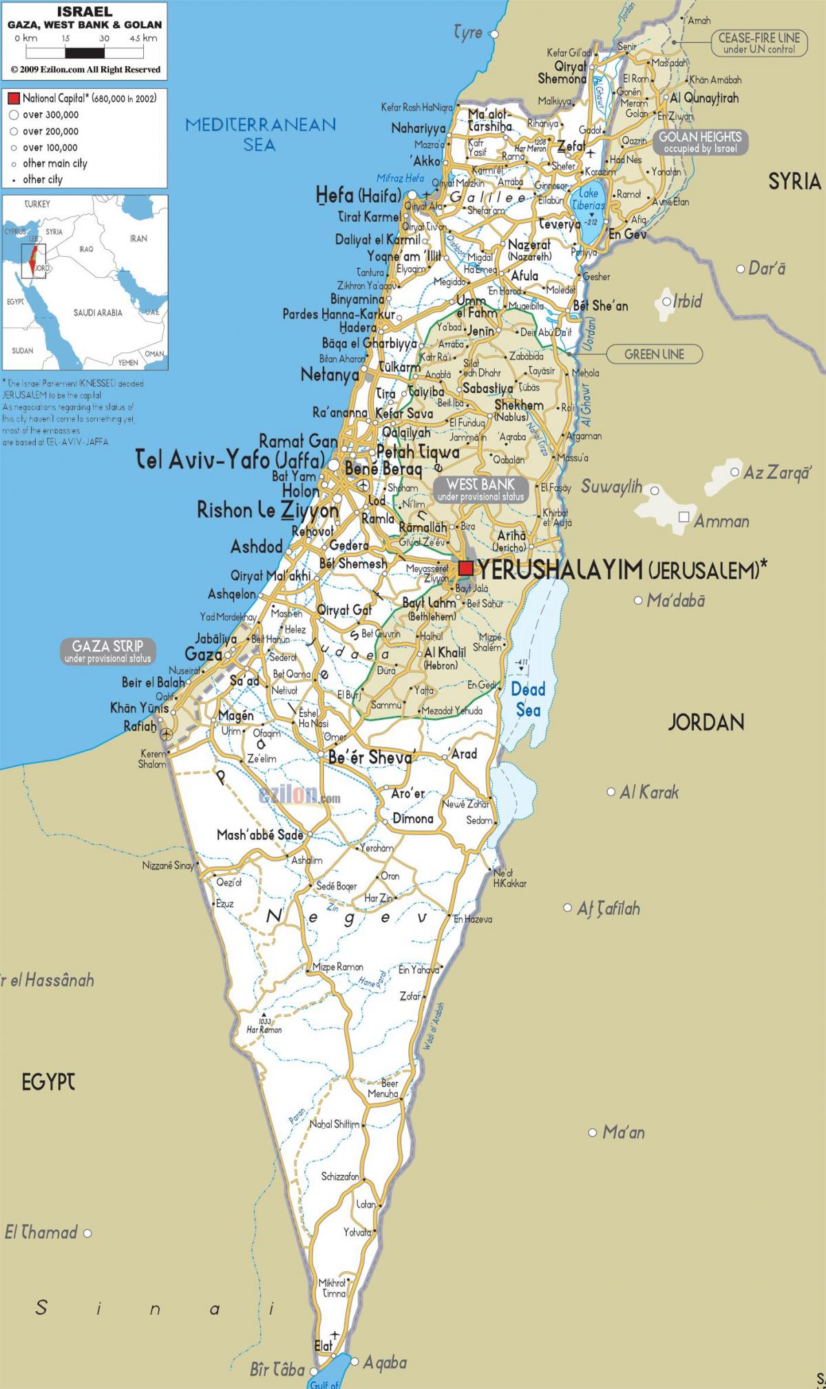 اسرائیل کا نقشہ سڑکوں