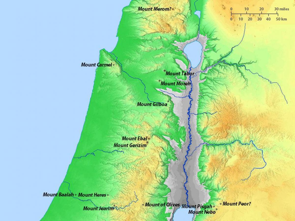 اسرائیل کا نقشہ پہاڑوں